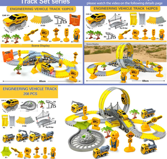 Electric Track Car Toy Set – Engineering Train Toys for Kids Educational Fun & Birthday Gifts