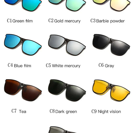 Men's Clip-On Polarized Sunglasses – Vintage Square Photochromic Night Vision Driving Glasses