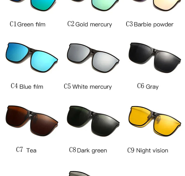 Men's Clip-On Polarized Sunglasses – Vintage Square Photochromic Night Vision Driving Glasses
