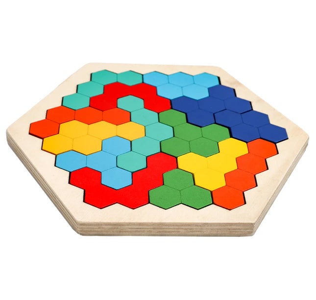 Wooden Blocks Puzzle Brain Teasers Toy Tangram Jigsaw Intelligence Colorful 3D Russian Blocks Montessori Educational