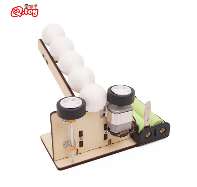 DIY Wooden Puzzle Pitching Machine STEM Toys Technologia Science Experimental Tool Kit Learning Education Games for Kids