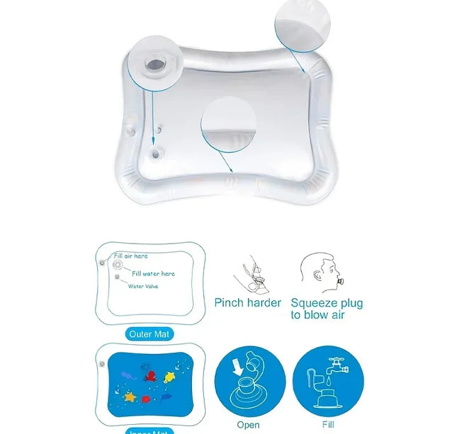 Infinno Baby Tummy Time Mat – Premium Inflatable Water Cushion for Sensory Play