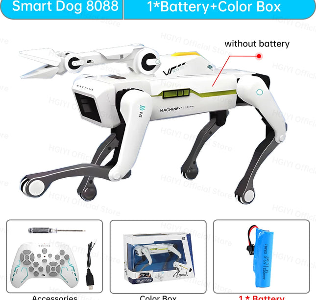 Teeggi RC Intelligent Robot Dog – Multifunctional Bionic Smart Mechanical Pet with Turret Educational Toy Gift