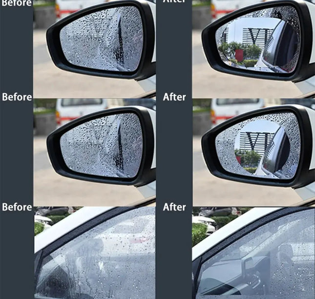 Rearview Mirror & Side Window Film – 2pcs Anti-Fog Rainproof Car Protection Stickers