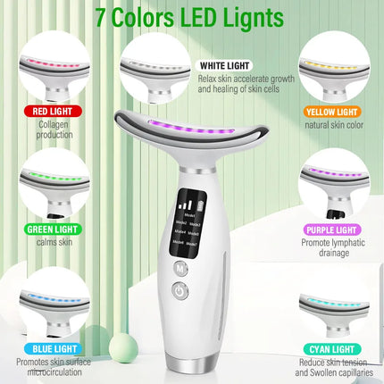 Micro-current Neck Face Beauty Device 7 Color Facial Massager for Enhanced Face Neck and Shoulder Care with Vibrating