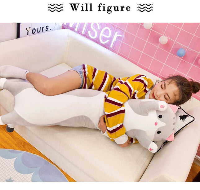 50-70cm Long Cat Plush Toys Cute Animal Cat Creative Long Soft Toys Office Break Nap Sleeping Pillow Stuffed Gift Doll For Kids