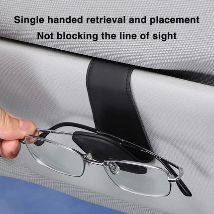 Car Sun Visor Glasses Clip – Magnetic Leather Holder for Eyeglasses & Sunglasses
