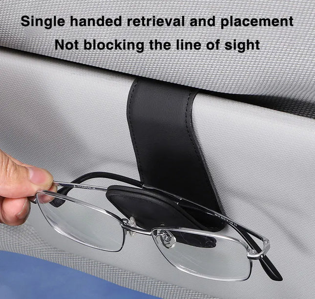 Car Eyeglass Holder Clip – Leather Magnetic Sun Visor Storage for Sunglasses