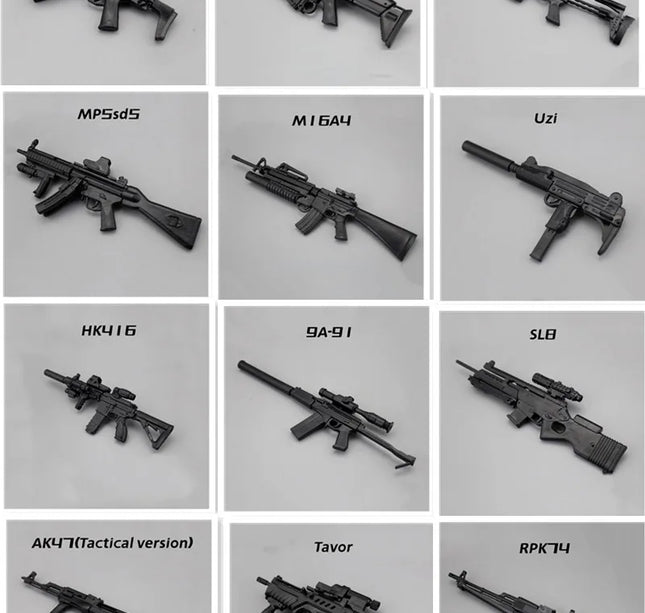 1/6 Scale Soldier Weapon Model Set – MP40, HK416, AK47 Puzzle Assembly Military Educational Toys