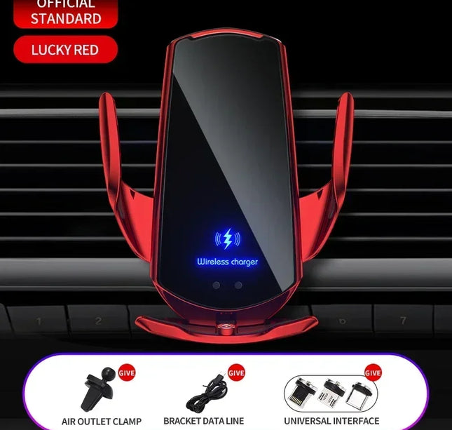 15W Car Magnetic Wireless Charger Automatic Car Mount Phone Holder For iPhone 16 15 For SamsungInfrared Induction Fast Charging