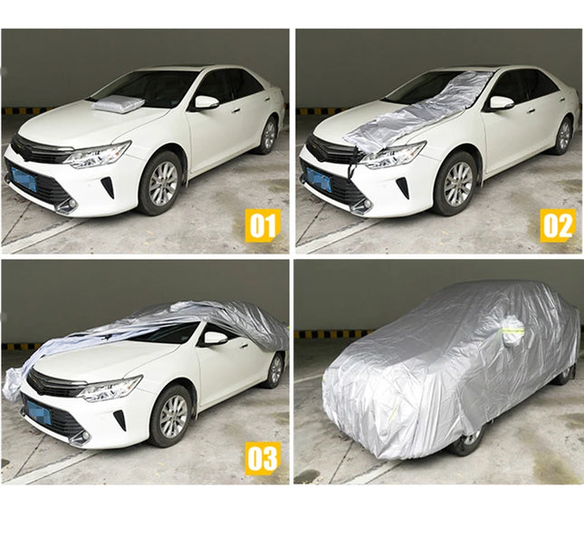 Universal Outdoor Car Cover – Full Exterior Sunshade & Snow Protection for Hatchback, Sedan & SUV