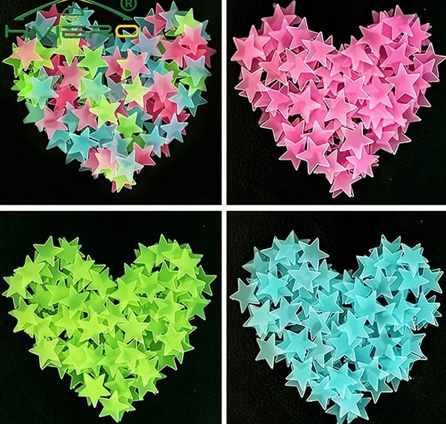 Luminous Star Wall Stickers – 50/100pcs 3cm Glow Decor for Kids & Parties