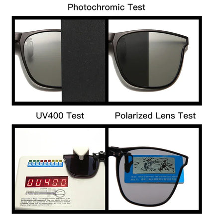 Men's Clip-On Polarized Sunglasses – Vintage Square Photochromic Night Vision Driving Glasses