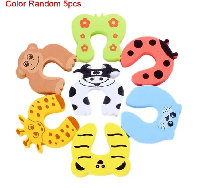 Cartoon Door Stopper – 2/5pcs Anti-Pinch Lock for Child Safety & Finger Protection
