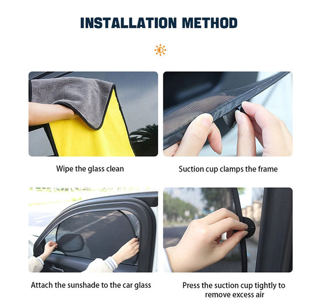 2pcs Car Window Sunshade – SEAMETAL UV Shield Curtains for Front & Rear Windows