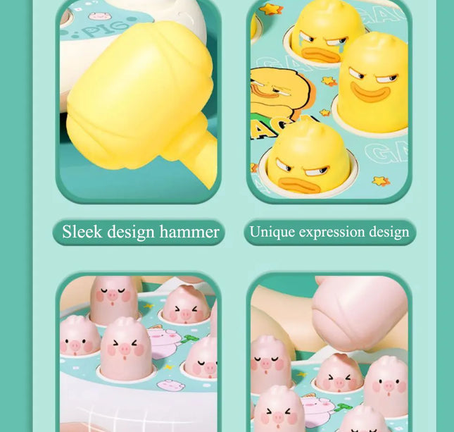 Montessori Animal Puzzle Toy – Duck/Frog/Pig with Hammer for Toddlers (12–24 Months)