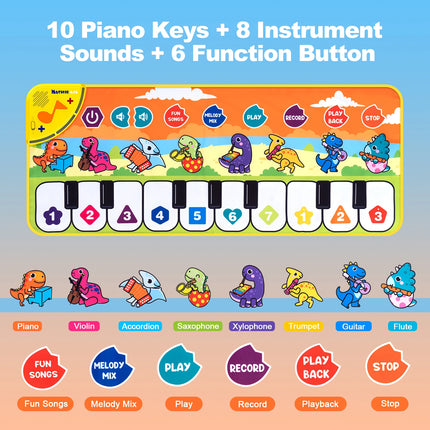 Coolplay Musical Piano Mat – Floor Keyboard with 8 Animal Sounds for Toddlers & Baby Educational Play