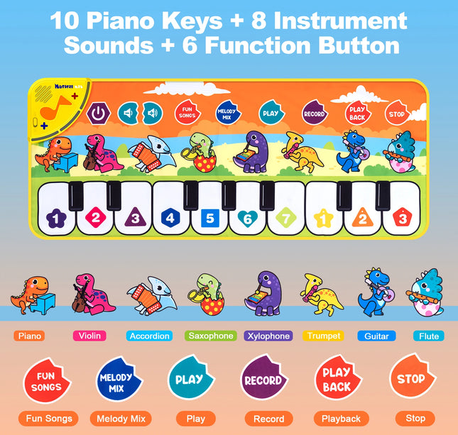 Coolplay Musical Piano Mat – Floor Keyboard with 8 Animal Sounds for Toddlers & Baby Educational Play