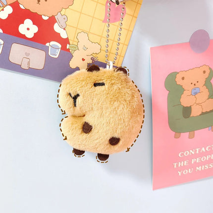 Capybara Plush Keychain – Soft Stuffed Cartoon Doll with Star Squeak Toy for Bag, Backpack & Car Pendant