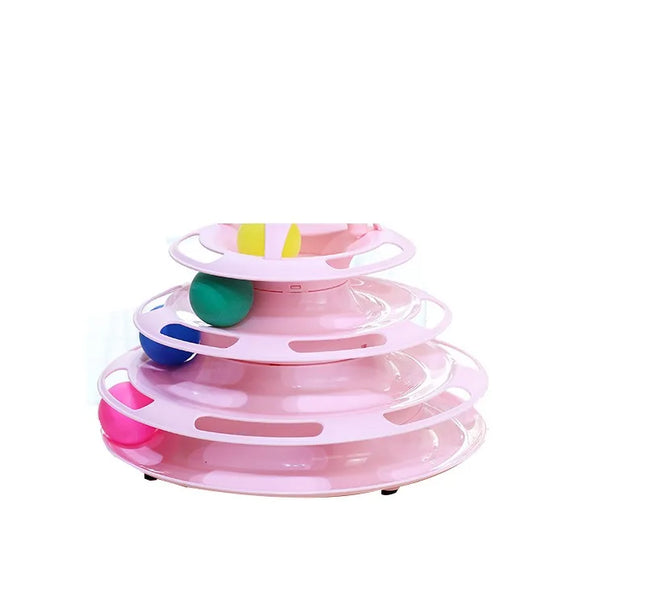 Pet cat toy Three-layer ball cat Turntable Cat interactive educational track toy cat space tower play plate