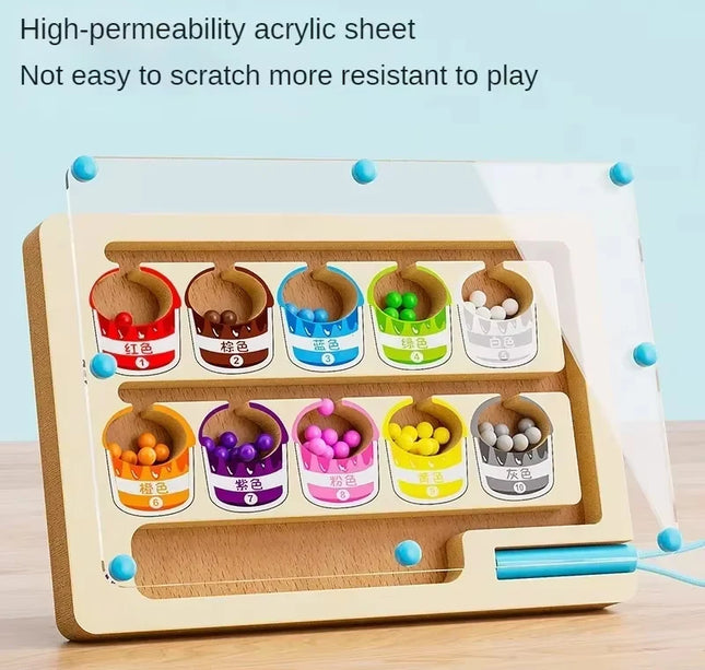 Montessori Magnetic Maze Game – Color Sorting & Fine Motor Training Toy with Pen Control for Kids Sensory Play