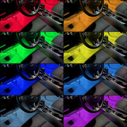RGB Car Atmosphere Lights – LED Interior Footwell Strip with USB, Remote & Sound Control
