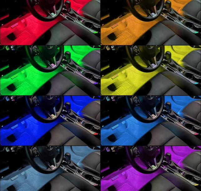RGB Car Atmosphere Lights – LED Interior Footwell Strip with USB, Remote & Sound Control