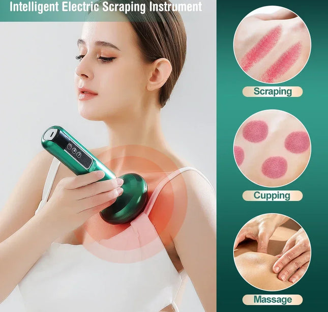 Tricolor Electric Massager GuaSha Anti Cellulite Vacuum Suction Cup Beauty Health Scraping Infrared Heat Slimming Massage Thera