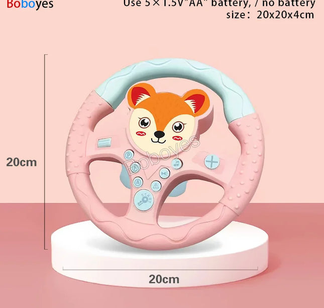 Infant Electric Steering Wheel Toy – Simulation Light & Sound Educational Vocal Toy for Stroller Play