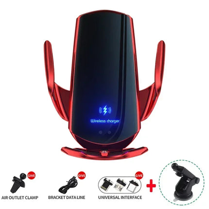 15W Car Magnetic Wireless Charger Automatic Car Mount Phone Holder For iPhone 16 15 For SamsungInfrared Induction Fast Charging