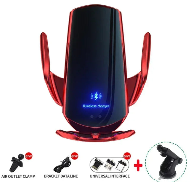 15W Car Magnetic Wireless Charger Automatic Car Mount Phone Holder For iPhone 16 15 For SamsungInfrared Induction Fast Charging