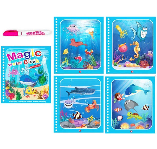 Children Early Education Toys Magical Book with Pen Water Drawing  Toys Gift Reusable Coloring Book Magic Drawing Book