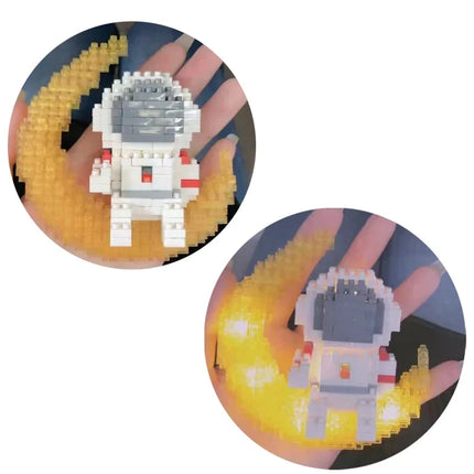 Knew Built Luminous Astronaut Moon Blocks – LED Micro Brick Building Set for Adults & Educational Tech Toy