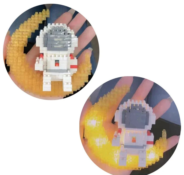 Knew Built Luminous Astronaut Moon Blocks – LED Micro Brick Building Set for Adults & Educational Tech Toy