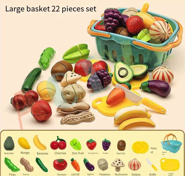 Kid Pretend Play Kitchen Fun Cutting Fruits and Vegetables Food Play House Set Puzzle Education Toys For Kids Boys Girls Gifts