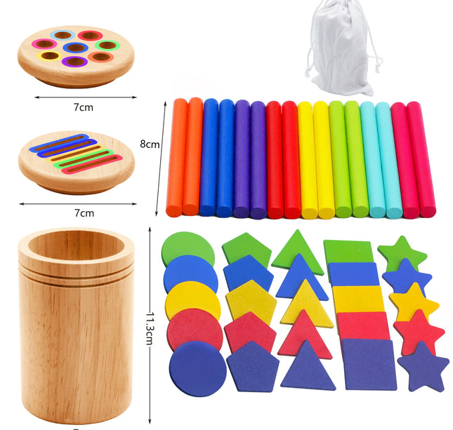 Montessori Wooden Matching Toy – Color Sorting & Balance Stick Educational Set for Kids Fine Motor & Math Skills