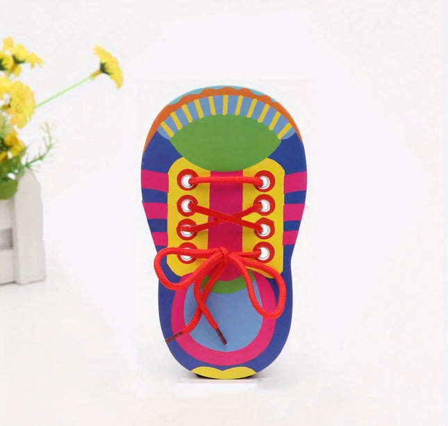 Shoelace Threading Teaching Toys Learn to Tie Shoelaces Toy Kids Toddlers Fine Motor Skills Toy Early Educational Toys Boys Girl