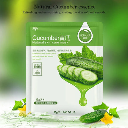 30pcs Natural Plant Facial Mask Moisturizing Oil Control Anti-Aging Fruit Aloe Korean Sheet Face Mask Beauty Skin Care Prodcuts