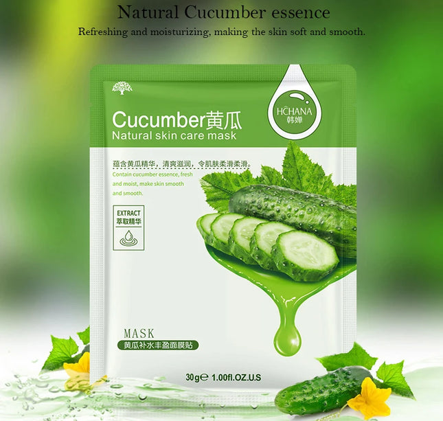 30pcs Natural Plant Facial Mask Moisturizing Oil Control Anti-Aging Fruit Aloe Korean Sheet Face Mask Beauty Skin Care Prodcuts