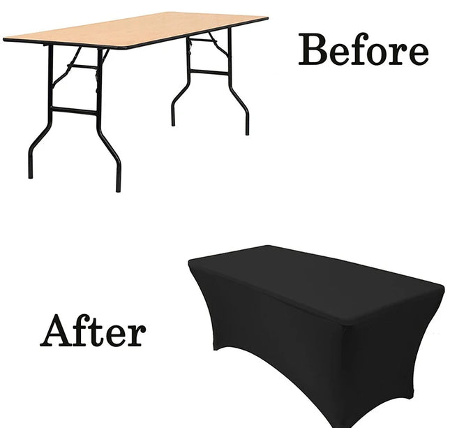 Black High Stretch Tablecloth Bed Cover Wedding Party Beauty Massage Elastic Hotel Birthday Table Cover Rectangular Table Cloth
