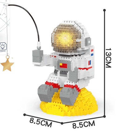 Knew Built Luminous Astronaut Moon Blocks – LED Micro Brick Building Set for Adults & Educational Tech Toy