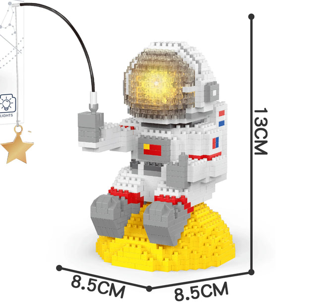 Knew Built Luminous Astronaut Moon Blocks – LED Micro Brick Building Set for Adults & Educational Tech Toy