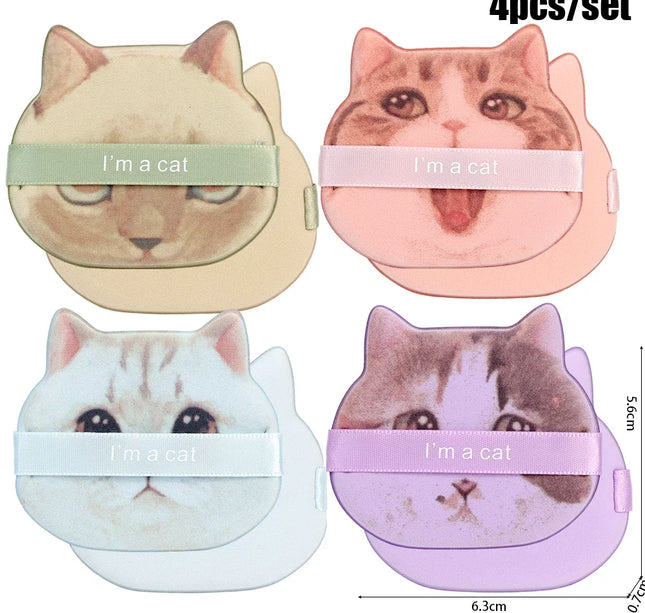 10PCS Cute Cat Makeup Puff Foundation Cosmetic Puff Smooth Powder Concealer Beauty Dry and Wet Dual-use Powder Puff Makeup Tool