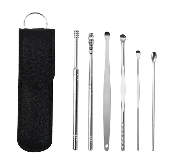 6Pcs/set ear cleaner Ear Wax Pickers Stainless Steel Earpick Wax Remover piercing kit earwax Curette Spoon Care Ear Clean Tools