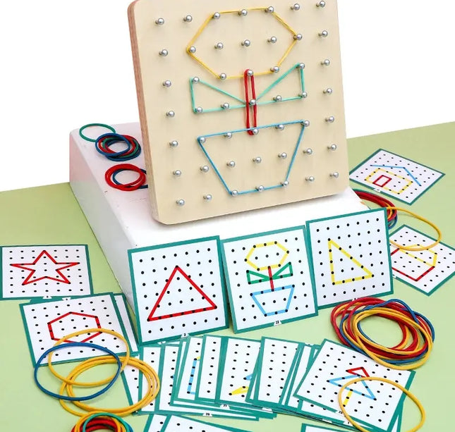 Montessori Geometry Math Teaching Aids For Children Shape Pegboard Puzzle Game Early Childhood Educational Wooden Toys Gifts