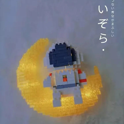 Knew Built Luminous Astronaut Moon Blocks – LED Micro Brick Building Set for Adults & Educational Tech Toy