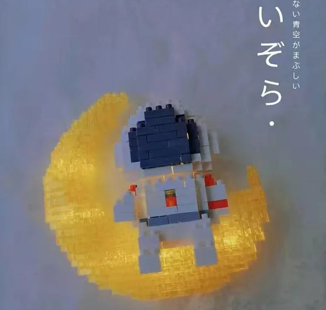Knew Built Luminous Astronaut Moon Blocks – LED Micro Brick Building Set for Adults & Educational Tech Toy