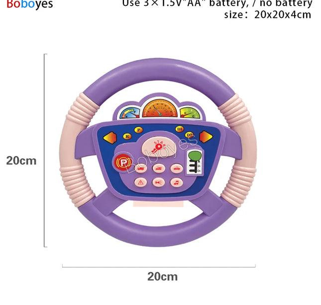 Infant Electric Steering Wheel Toy – Simulation Light & Sound Educational Vocal Toy for Stroller Play