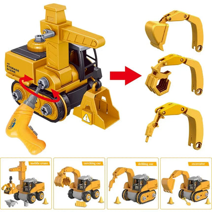 Kids Engineering Vehicle & Electric Drill Set – Educational Assembly Tool Toy with Nuts for Boys Building & Gift