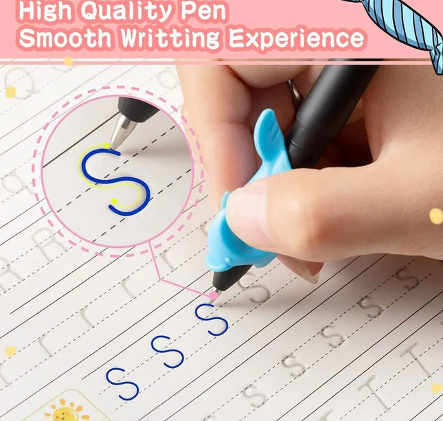 Reusable 3D Calligraphy Copybook – Math & English Letter Practice Educational Drawing Book for Kids